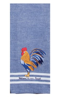 BLUE ROOSTER EMBROIDERED TEA TOWEL - R6867