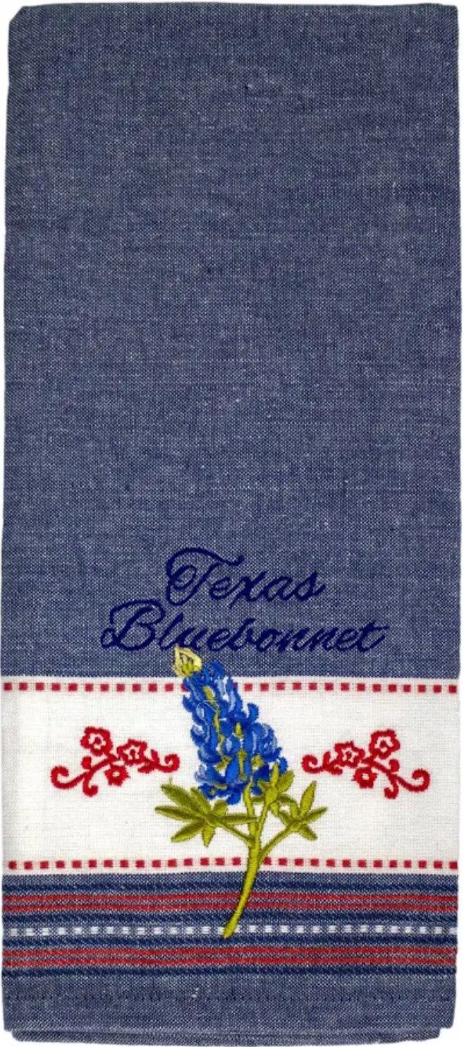 TEXAS BLUEBONNETS EMBROIDERED TEA TOWEL - R3770