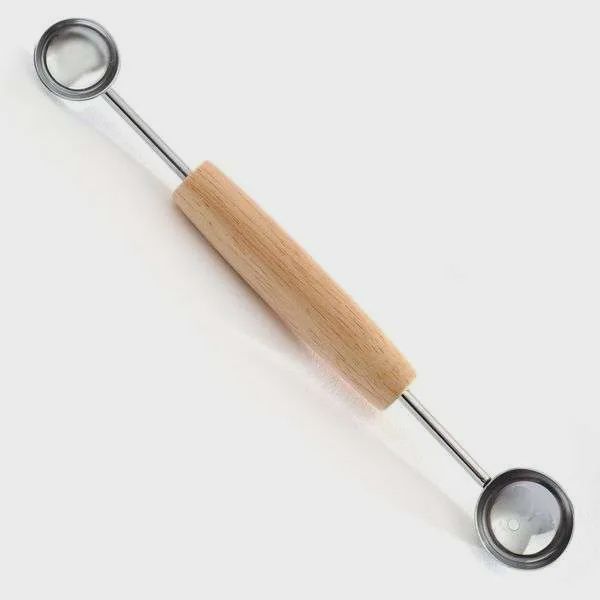 1" &amp; 1.25" DOUBLE MELON BALLER W/ WOOD HANDLE - 5135