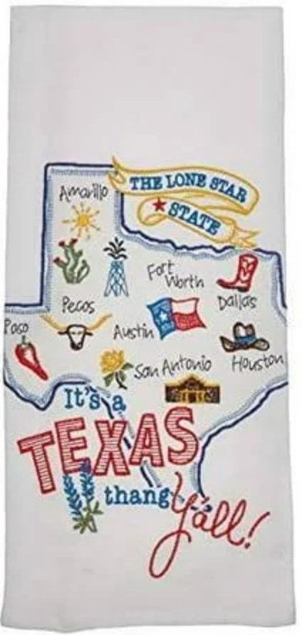 STATE THING TEXAS EMBROIDERED FLOUR SACK TOWEL - F2201