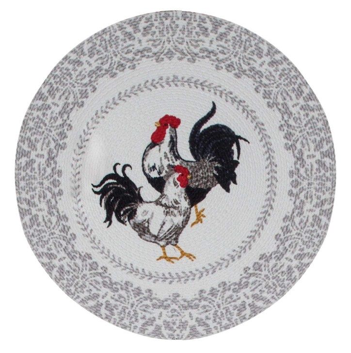 ROOSTER/HEN BRAIDED ROUND PLACEMAT - R4164