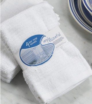WHITE BAR MOP TOWELS SET/4 - F0517