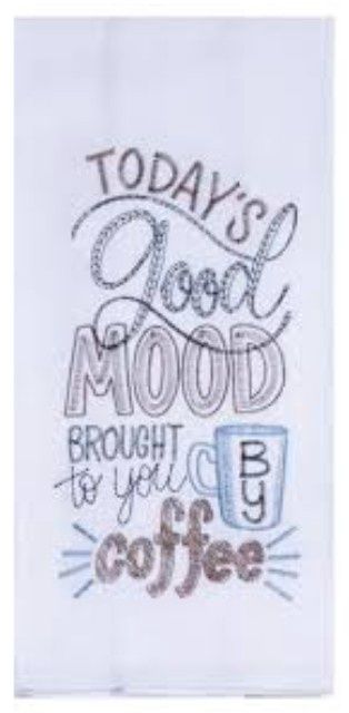 GOOD MORNING COFFEE EMBROIDERED FLOUR SACK TOWEL - R7832
