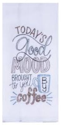 GOOD MORNING COFFEE EMBROIDERED FLOUR SACK TOWEL - R7832