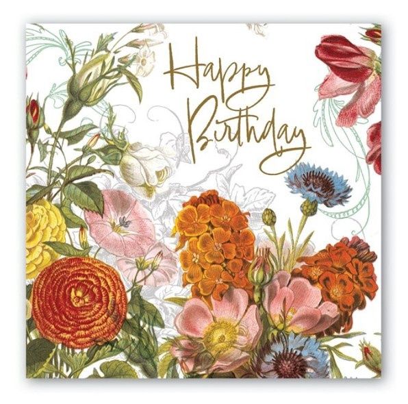 HAPPY BDAY FLOWERS COCKTAIL NAPKIN - 814243