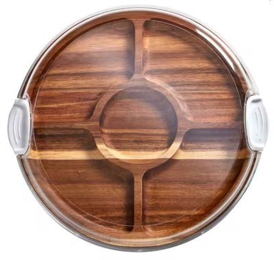 FW 14" ROUND DIVIDED ACACIA LAZY SUSAN BUILD-A-BOARD - 5317656