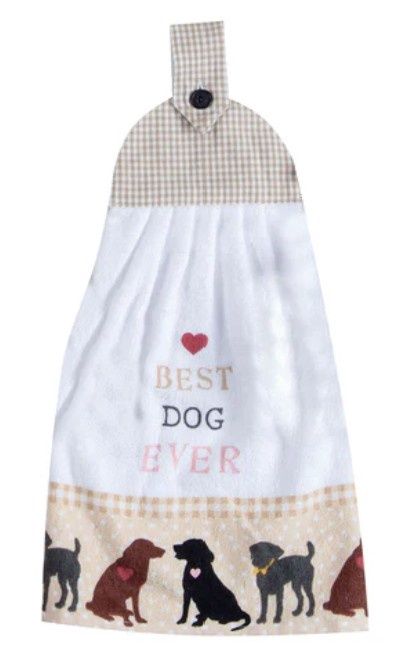 BEST DOG EVER HANG-UP TIE TOWEL - R4616