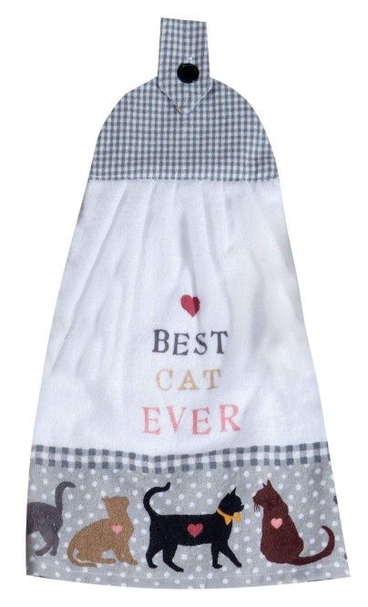 BEST CAT EVER HANG-UP TIE TOWEL - R4606