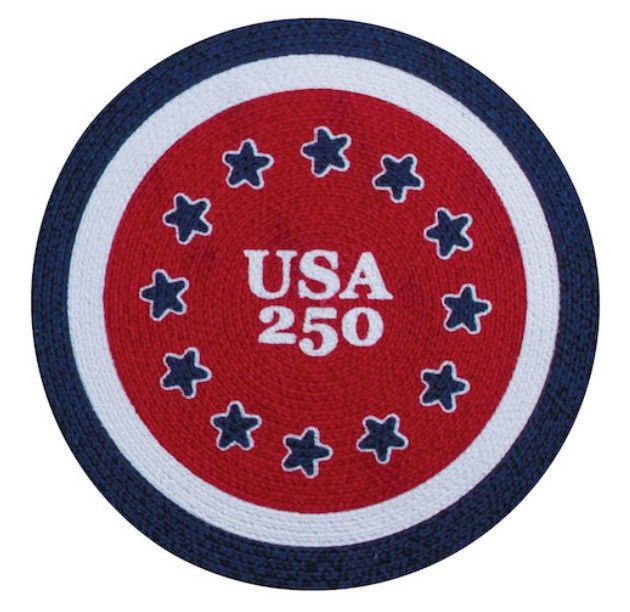 USA 250 RED, WHITE, &amp; BLUE BRAIDED ROUND PLACEMAT - R8574