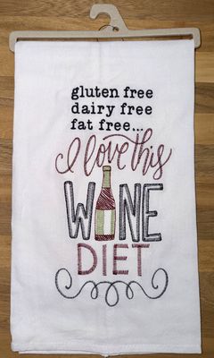 WINE DIET EMBROIDERED FLOUR SACK TOWEL - R7829