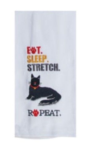 EAT SLEEP STRETCH CAT DUAL PURPOSE TOWEL - R7343