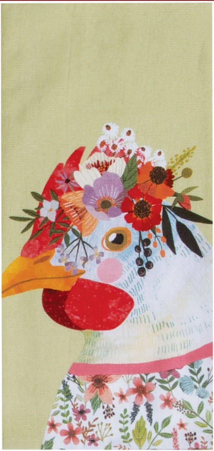 FLOWER CHICKEN DUAL PURPOSE TERRY TOWEL - R8584