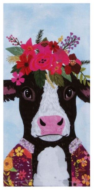 FLOWER COW DUAL PURPOSE TERRY TOWEL - R8583
