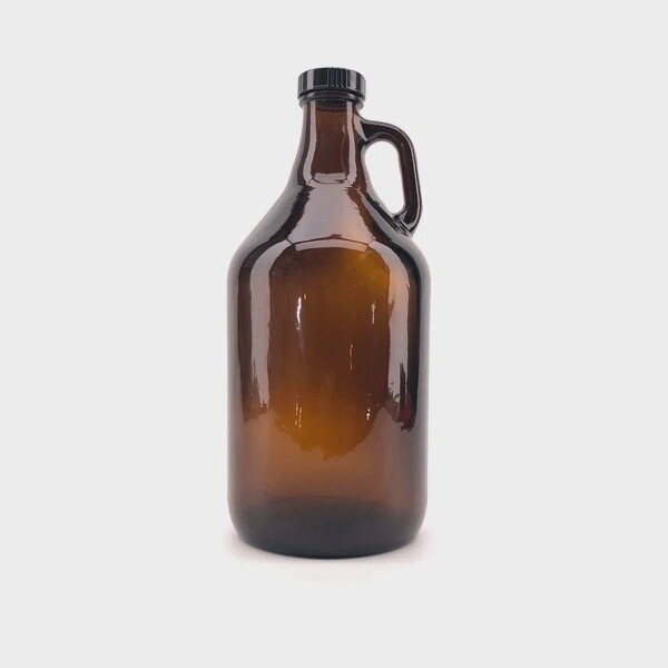 64OZ Glass Growler (1.9liter) + Black Growler Plastic Cap