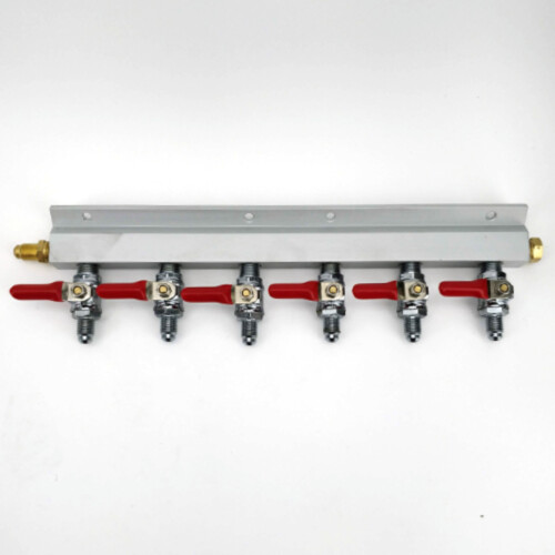 6 Output Gas Line Manifold Splitter 6 ways (MFL Thread)