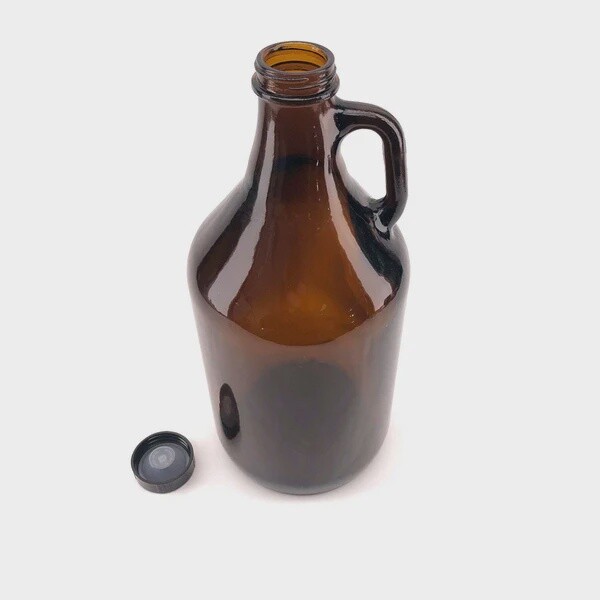 64OZ Glass Growler (1.9liter) + Black Growler Plastic Cap
