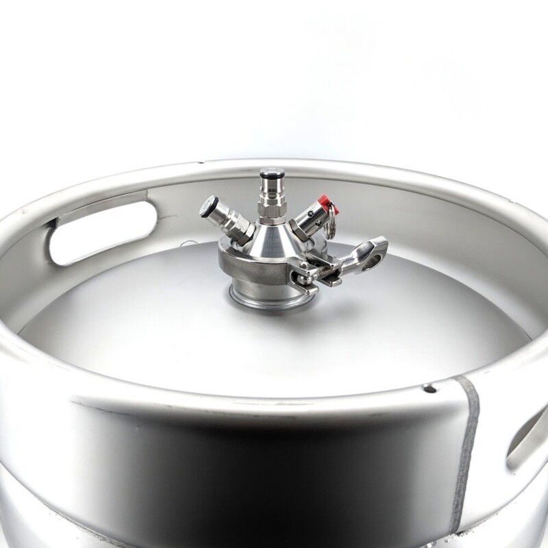 Ball Lock Tapping Head to 2 Inch Tri Clover (Commercial Keg Adaptor)