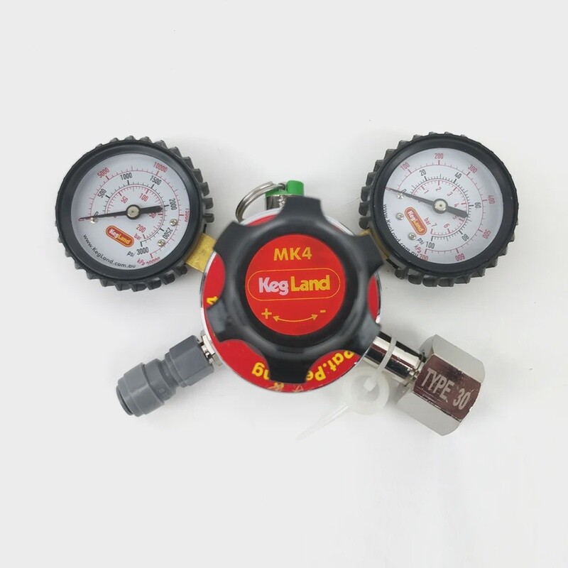 CO2 Gas Regulator MK4 Dual Gauge Multi Gas - Type 30 (includes 8mm x FFL duotight)