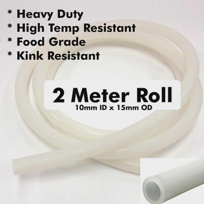 Heavy Duty Silicone Tube - 2m Roll (10mm ID x 15mm OD)