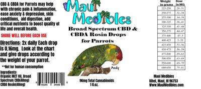 Broad Spectrum CBD &amp; CBDA Rosin Drops for Parrots