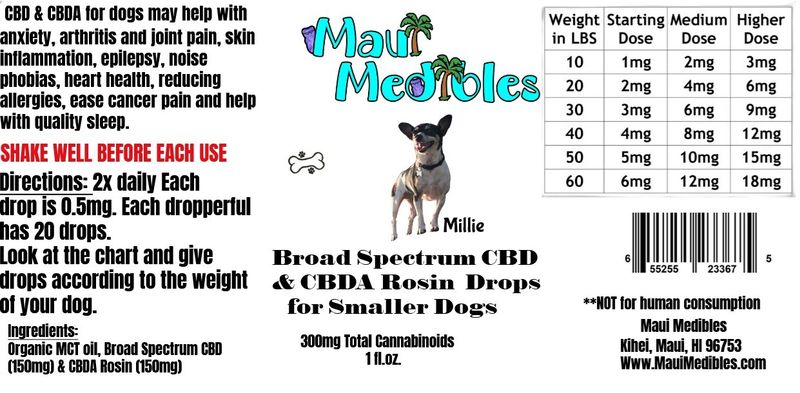 Broad Spectrum CBD &amp; CBDA Rosin Drops for Small Dogs- Up to 60lbs