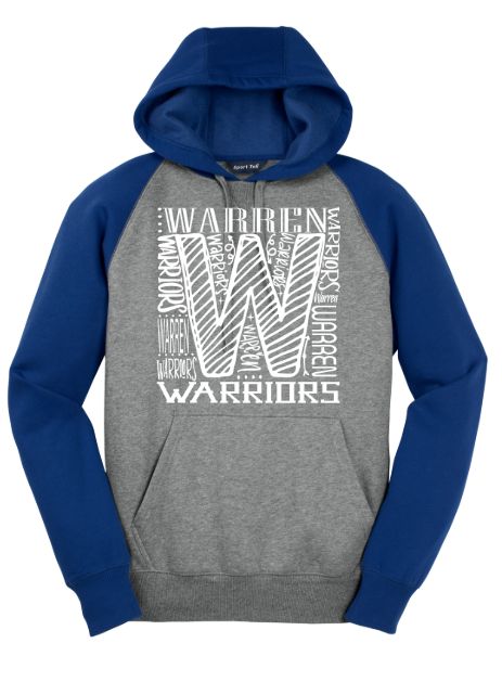 Warren Warriors 2 color Hoodie (Adult Sizing Only)