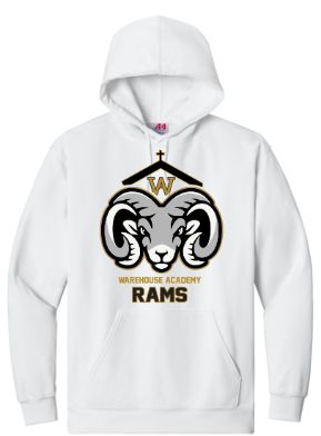 Warehouse Academy Moisture Wick Hooded Sweatshirt Design 1 Ram WHITE