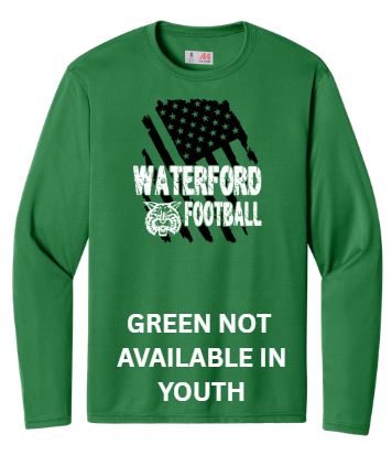 Waterford PeeWee Football Moisture Wick Long Sleeve T (Green)