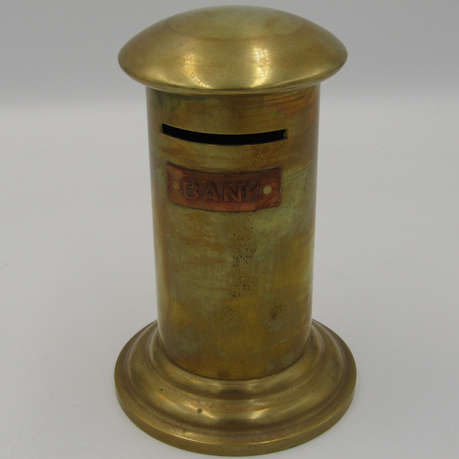 Handmade brass postbox shaped money box