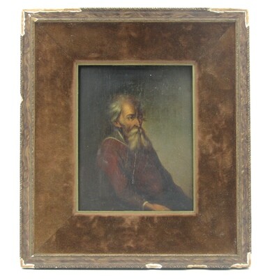 Antique oil on wood painting by Wilhelm Koller (1829 - 1884) with clear coating - some frame damage