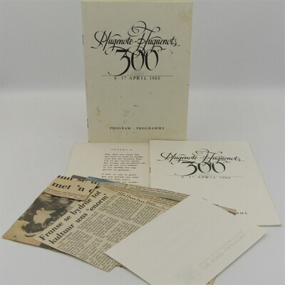 Huguenots 300 Years 1988 program with many newspaper cuttings - 2 programs included