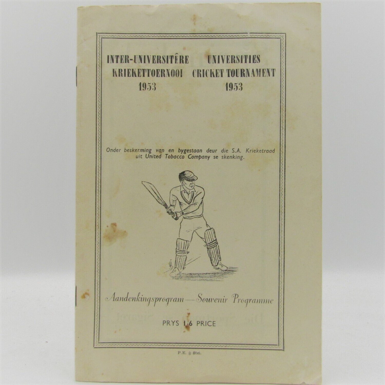 1951 Universities Cricket tournament programme with list of team members