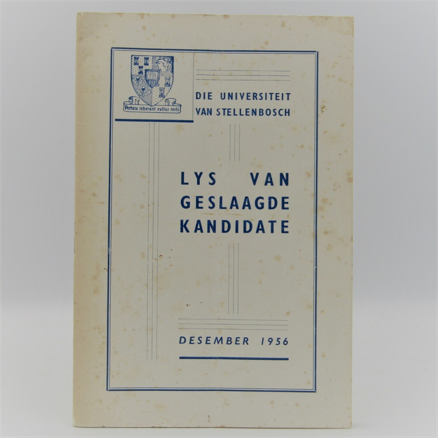 University of Stellenbosch - List of successful candidates