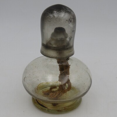 Antique oil lamp with original glass muzzler - rarely seen
