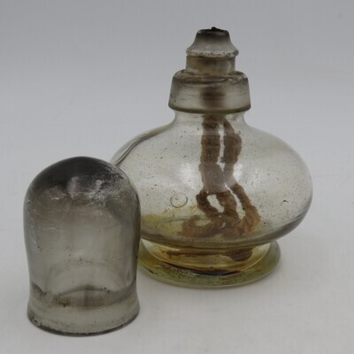 Antique oil lamp with original glass muzzler - rarely seen