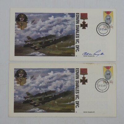 Pair of VC recipient covers one signed by recipient QGM Smythe plus one with wrong number 6810 of 800