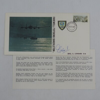 Farewell Shackleton aviation flown cover no 407 of 8000 - Signed by Brig. C Lombard