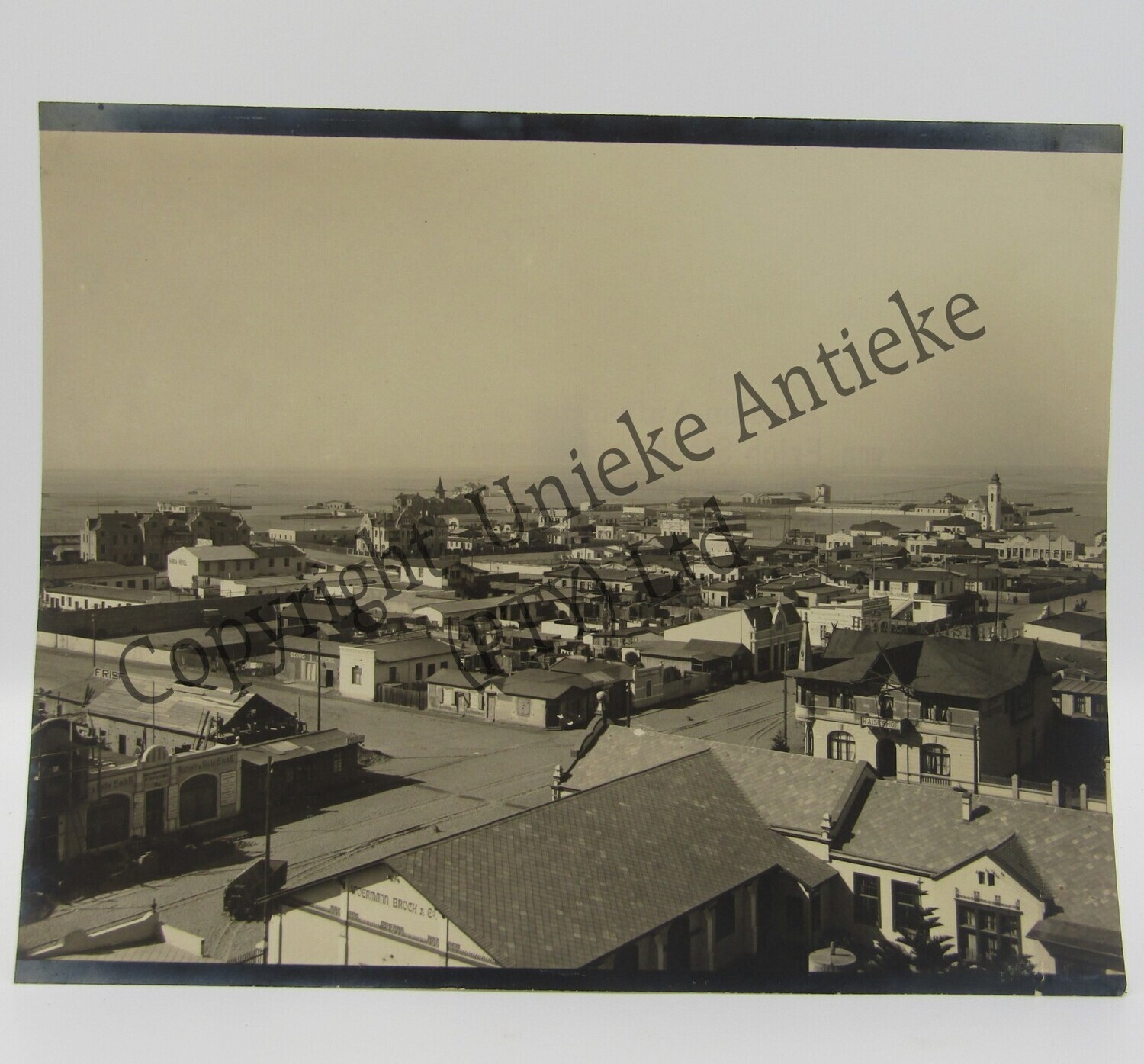 Photo by Erich Staebe of Omaruru of Swakopmund Hansa Hotel &amp; Campe Backerei visible - early 1900&#39;s
