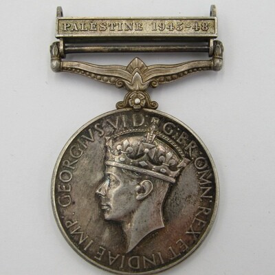 General service Medal 1918-1962 with Palestine 1945-45 clasp - issued to AS 12943 Pte. T Malimole, A.P.C - no ribbon