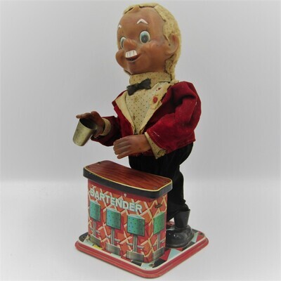 Vintage Rosko Bartender battery operated mechanical tin toy
