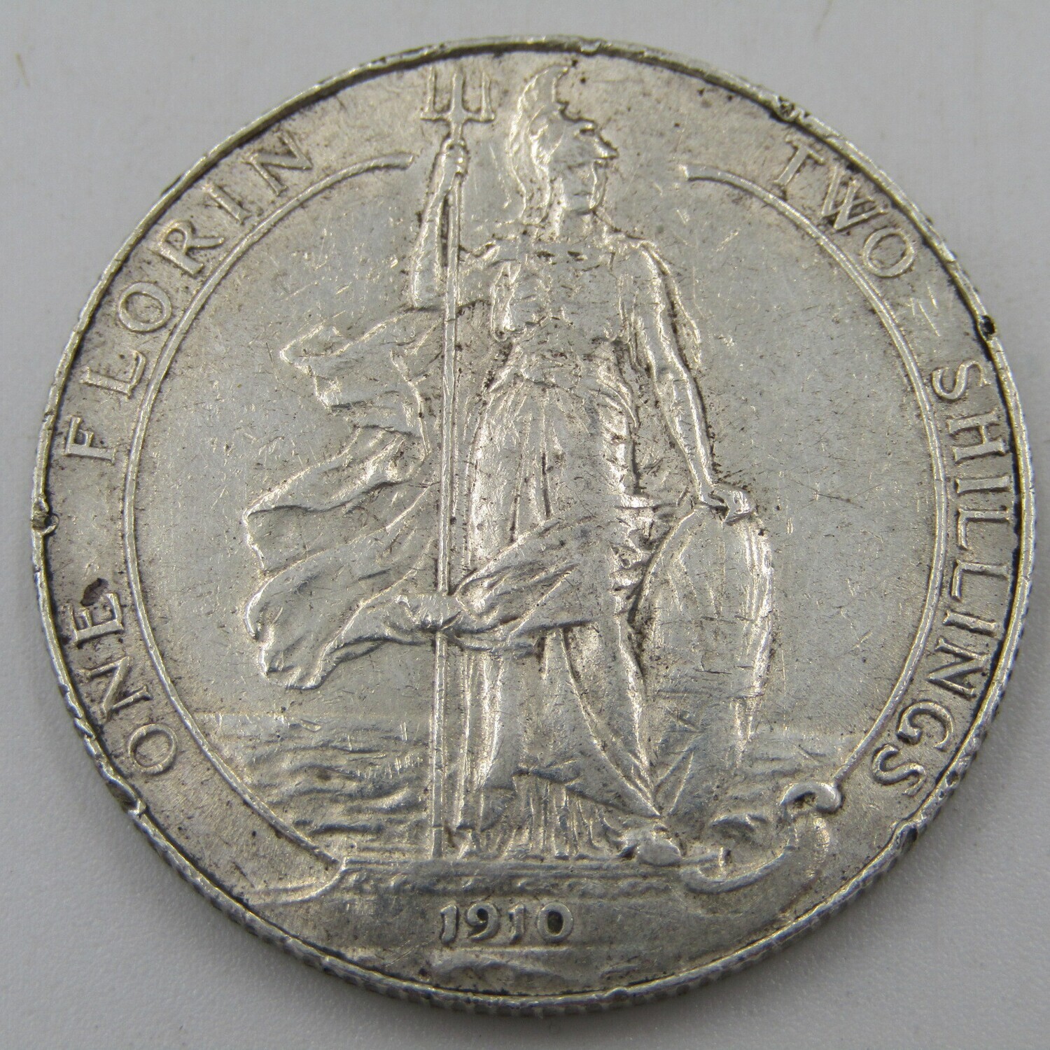 Great Britain 1910 Florin 2 shilling VF+