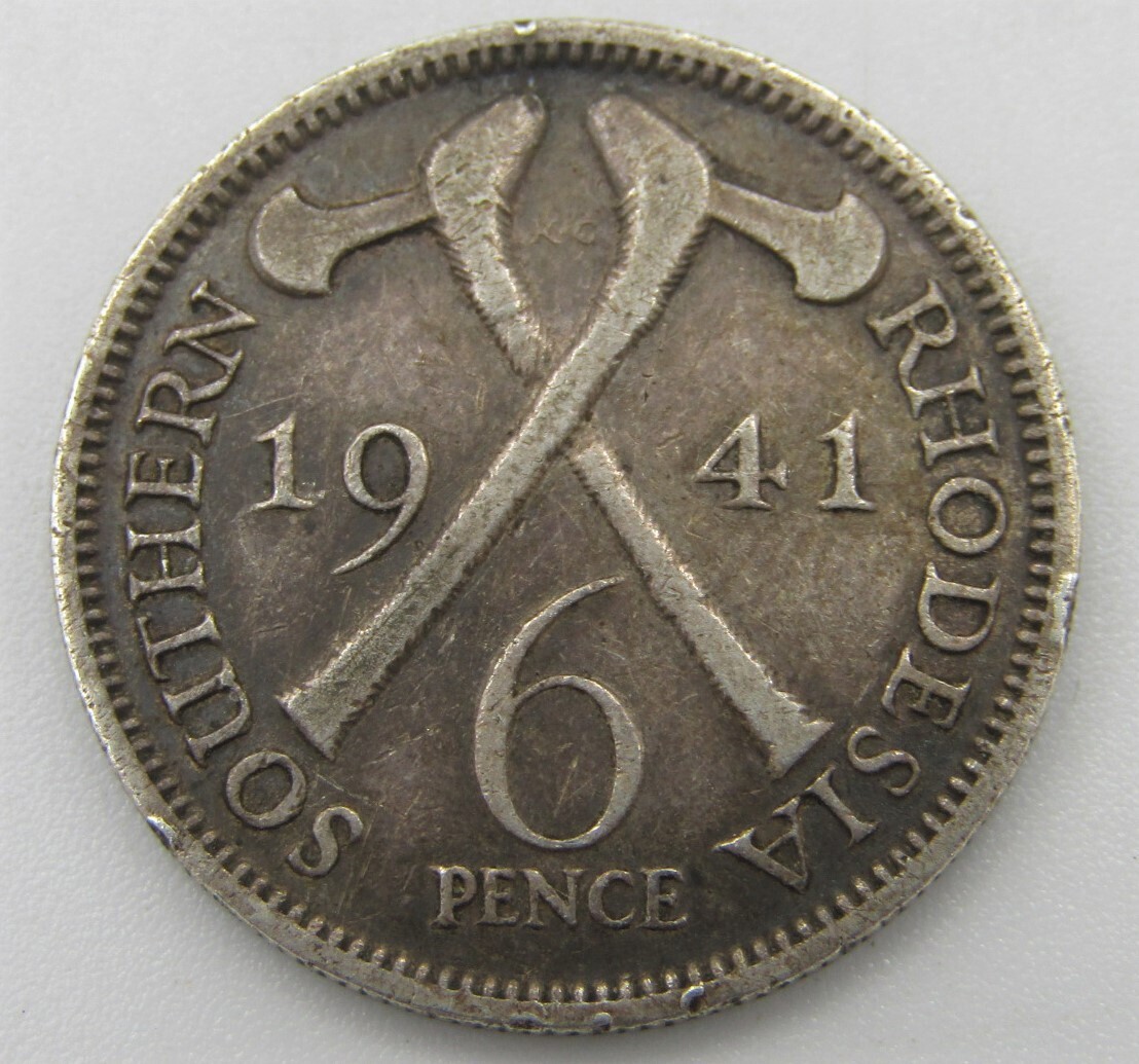 Southern Rhodesia 1941 sixpence silver