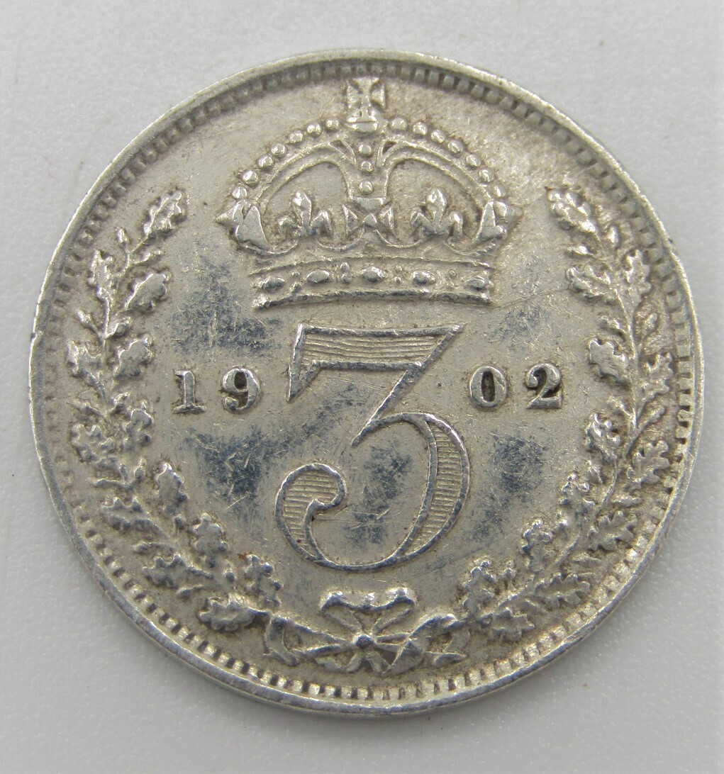 Great Britain Edward 7 silver 3d 1902 XF