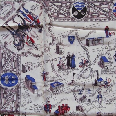 Vintage Map of London silk scarf - 76 cm x 80 cm