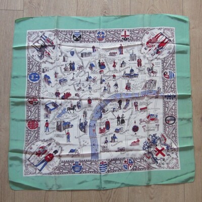 Vintage Map of London silk scarf - 76 cm x 80 cm