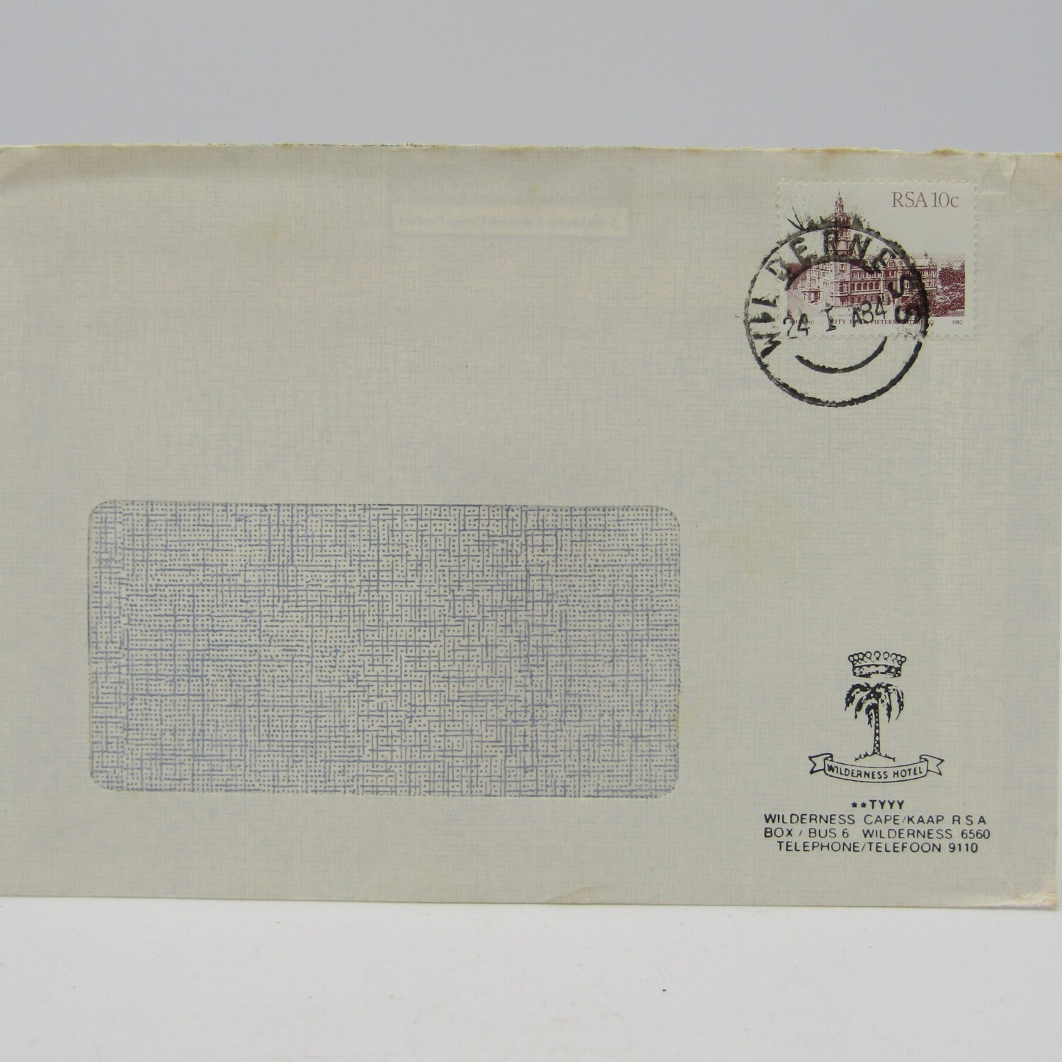 Letter sent on Wilderness Hotel Stationary - posted on 24 January 1984