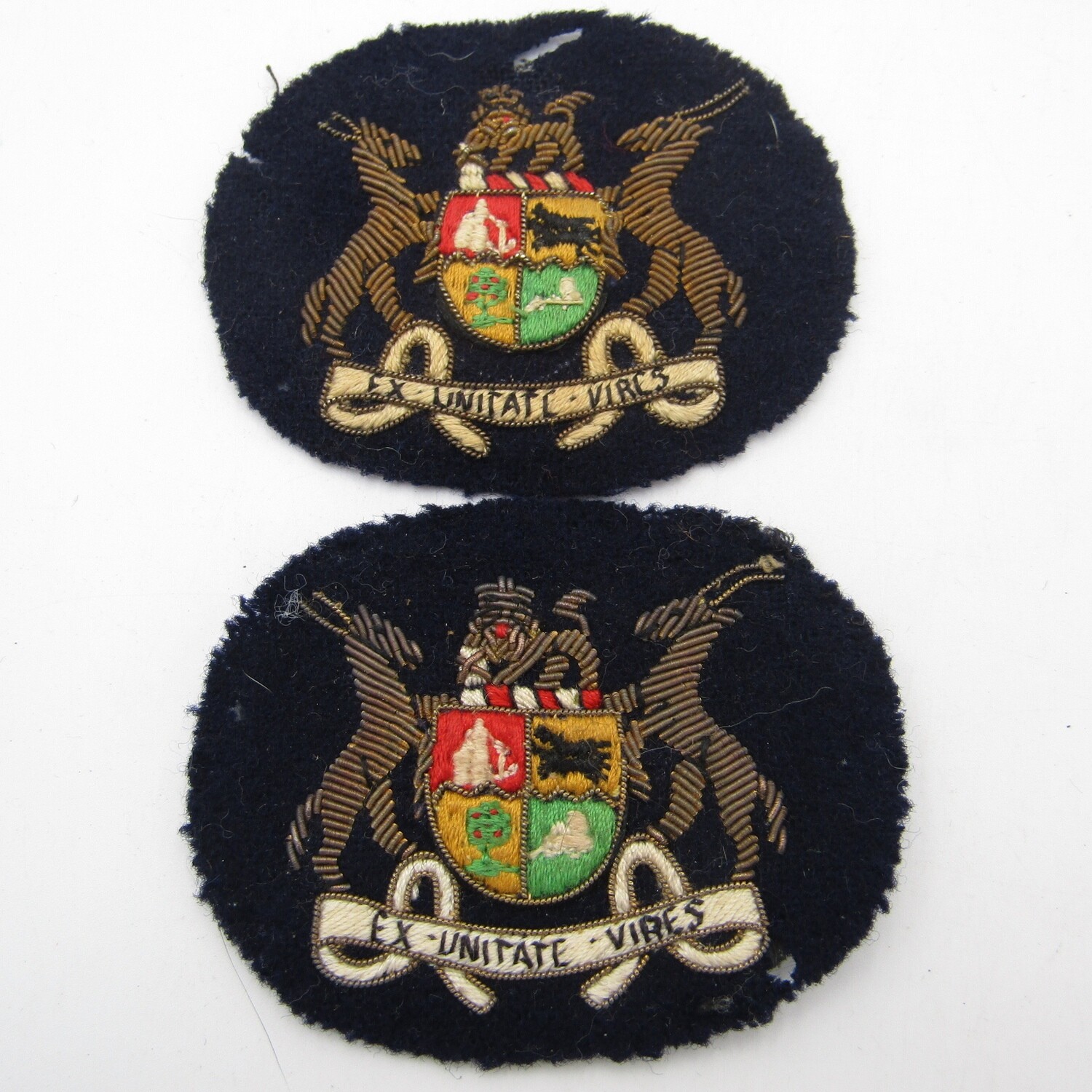 Pair of SA Navy bullion wire warrant officer badges