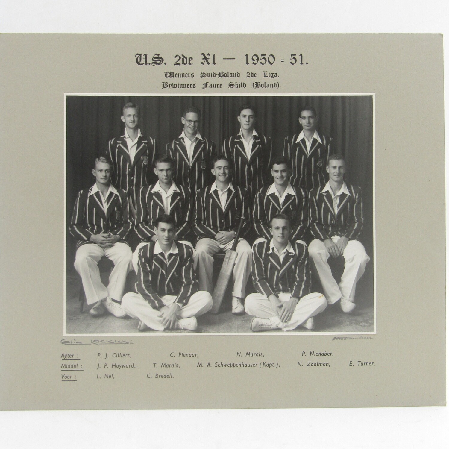Stellenbosch University 1950/51 Second cricket team photo with names