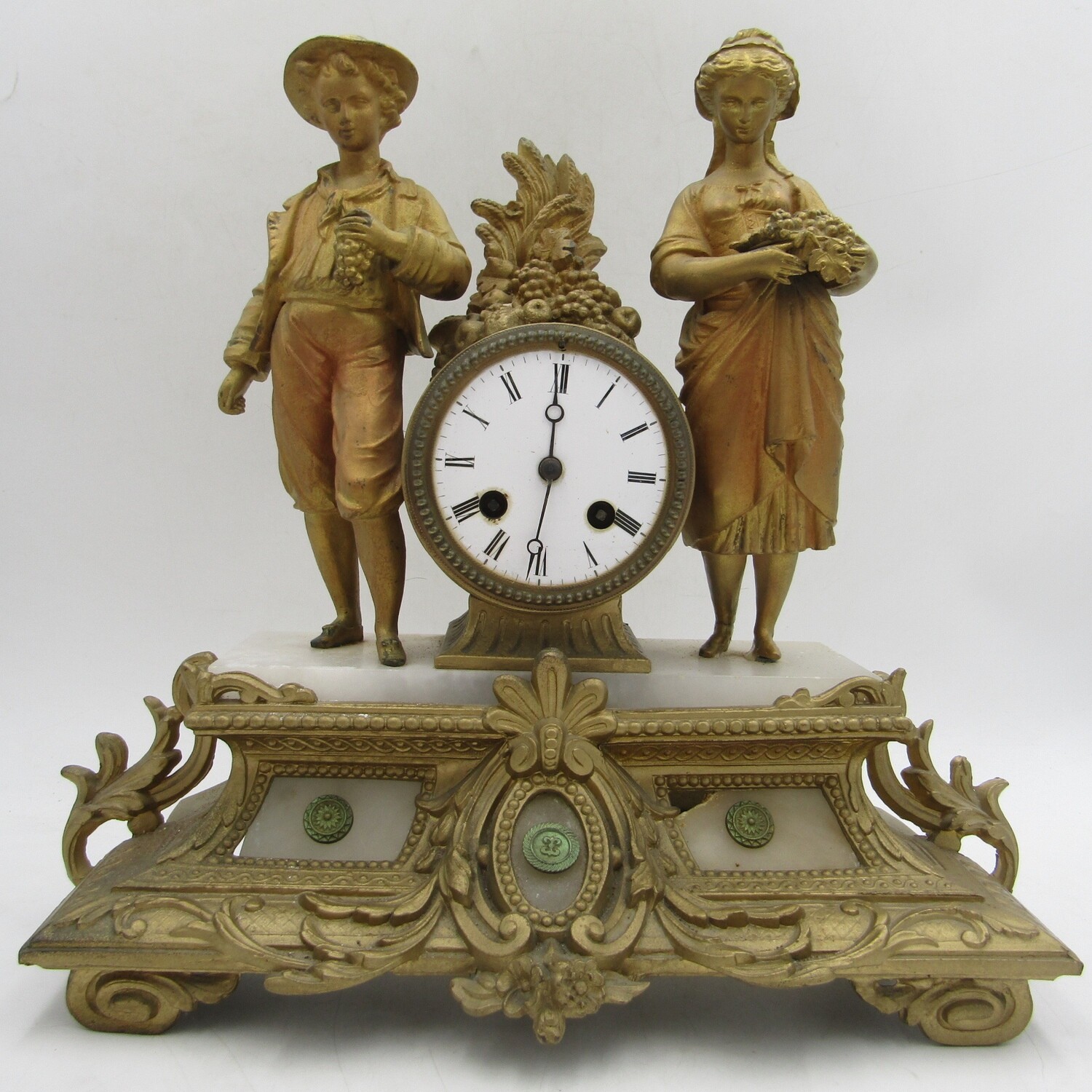 1880&#39;s French Bronze Vintners mantel clock