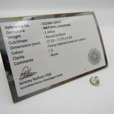 Natural Round Brilliant diamond of 1,440ct with GEMLAB certificate